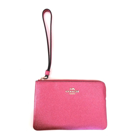 Coach Accessories - Coach Wallet Pink Shiny Wristlet Coin Purse Change Pouch Metallic
